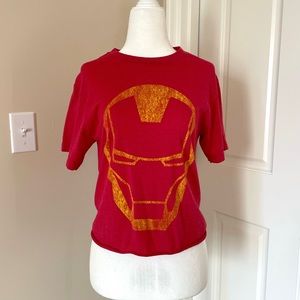 Marvel Avengers Streetwear Iron Man Tee T Shirt, Cut-Off Crop Hem, Size S/M